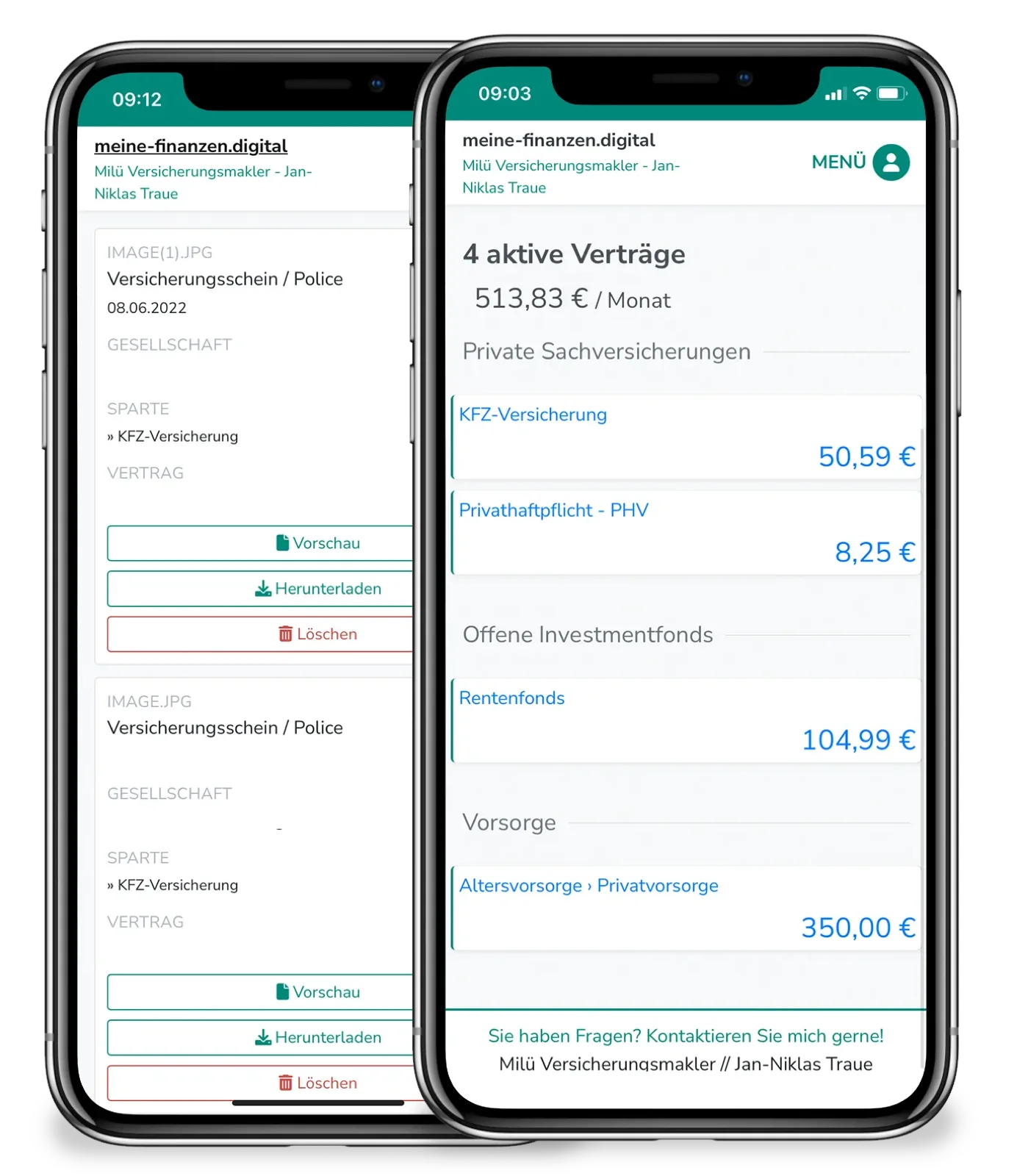 Bild der milü App