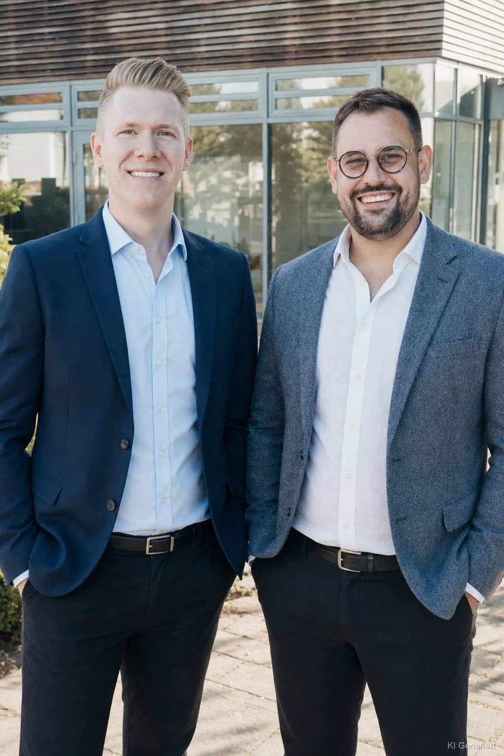 Kevin und Jan von milü vor dem Büro in Minden-Lübbecke